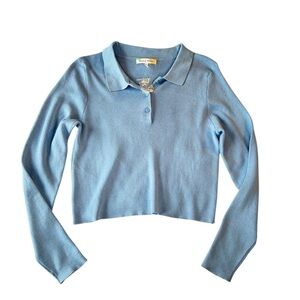 NWOT Hazel Moon Rib Knit Polo Style Long Sleeve Top - XL